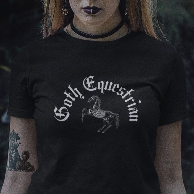 T-shirt Goth Equestria Black Skeleton équitation (Créateur téléchargé)