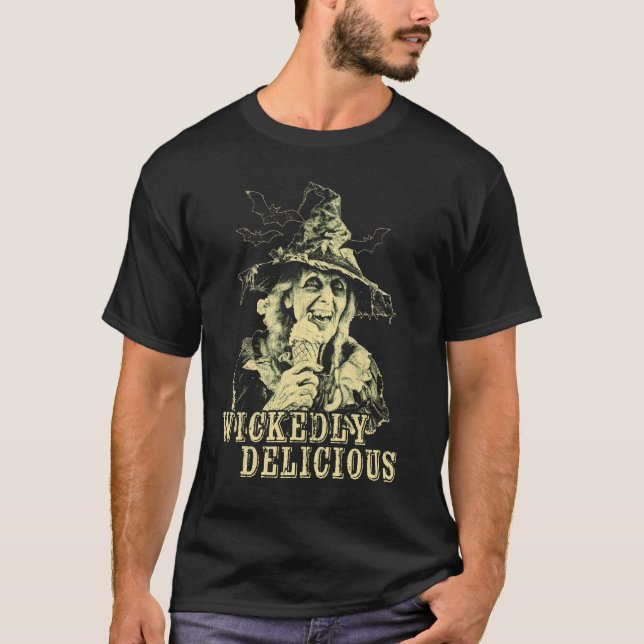 T-shirt Goth été Éffrayante sorcière avec crème glacée (Devant)