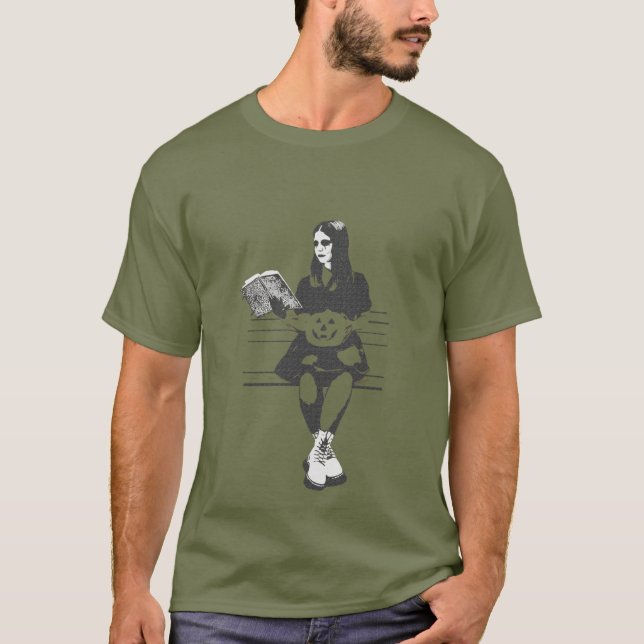 T-shirt Goth fille avec une tête de citrouille diabolique  (Devant)