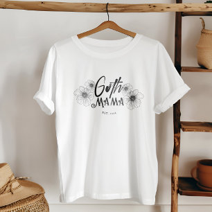 T-shirt Goth Mama Baby shower de tatouage à fleurs d'Hallo