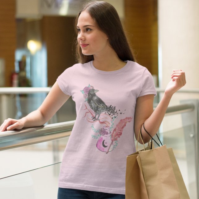 T-shirt Gothique Corbeau Aimer Floral Graphisme (Créateur téléchargé)