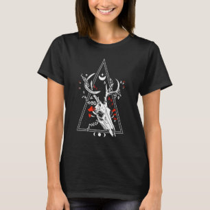 T-shirt Gothique Deer Skull Moon Phase Sorcière Occulte