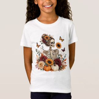 T-Shirt Gothique Floral Squelette Automne Halloween