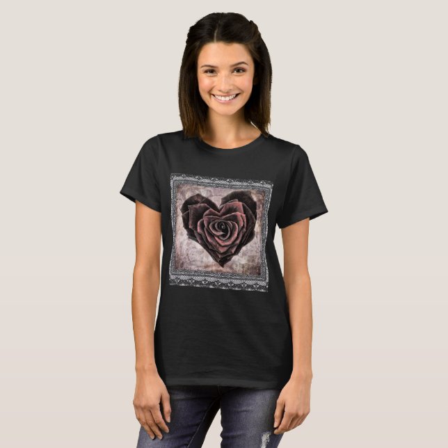 T-shirt gothique Rose Valentine (Devant entier)