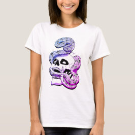T-shirt Gothique Violet et Serpent bleu et Crâne Art foncé