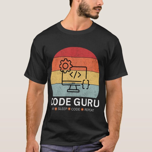 T-shirt Gourou du Code - Manger, Dormir, Coder, Répéter (Devant)