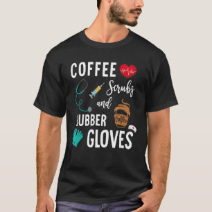 T-shirt Gouttes De Café Et Gants En Caoutchouc Médicale Co