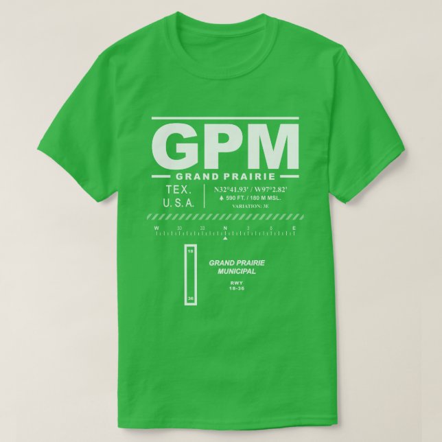 T-shirt GPM de l'aéroport municipal de Grand Prairie (Design devant)