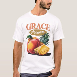 T-shirt Grace Abounds Peach Pineappa Retro Faith Tee
