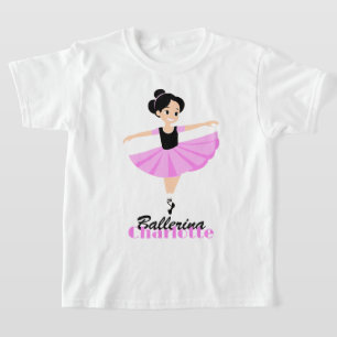 T-shirt Gracieux Rose Pâle Douce Ballerine Personnalisée