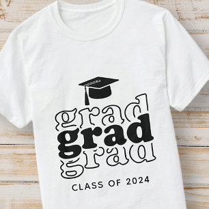 T-shirt Grad Classe de 20XX Noir & Blanc Graduation Modern
