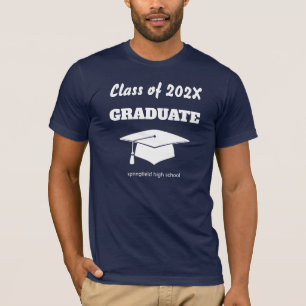 T-shirt Graduate Celebration Class White Mortarboard Casqu