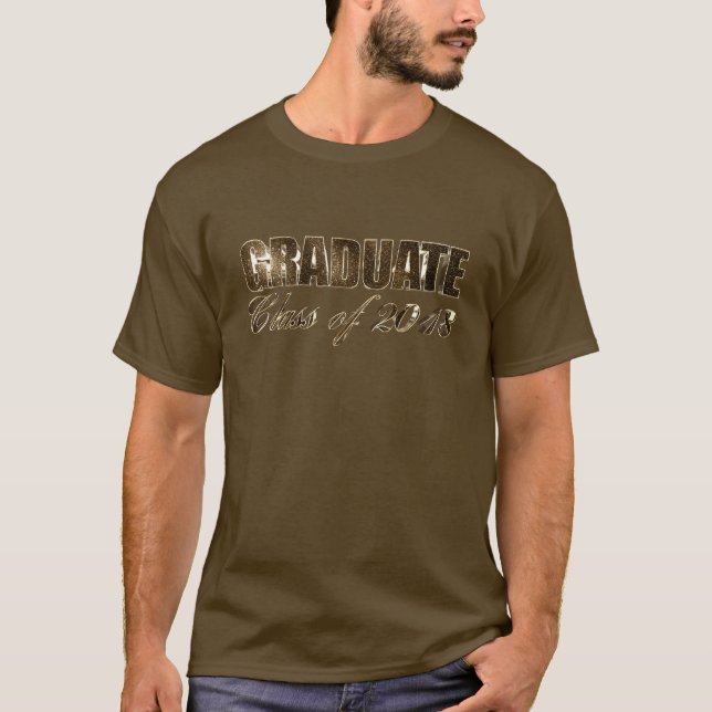 T-shirt Graduate Class of 2018 Elégant Faux Gold Text (Devant)