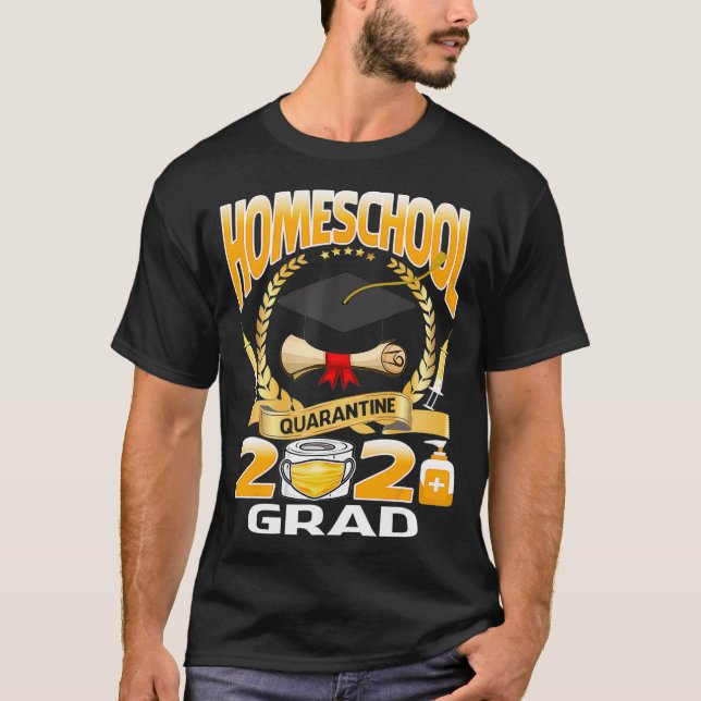 T-shirt Graduate de homeschool 2021 Graduate quarantine (Devant)