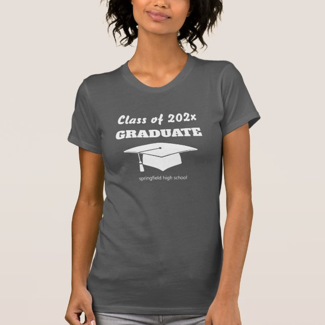 T-shirt Graduation Celebration Class White Hat Class Year (Devant)