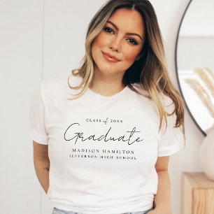 T-shirt Graduation de script noir manuscrit moderne