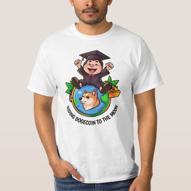 T-shirt Graduation Dogecoin Blanc personnalisé (Devant)