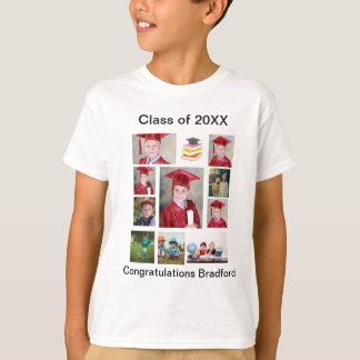 T-shirt Graduation moderne personnalisée 11 Photo Collage