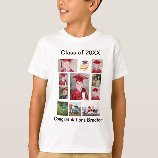 T-shirt Graduation moderne personnalisée 11 Photo Collage (Devant)