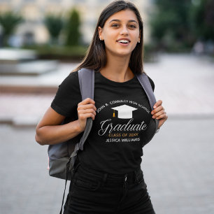 T-shirt Graduation moderne Personnalisée Noir féminin