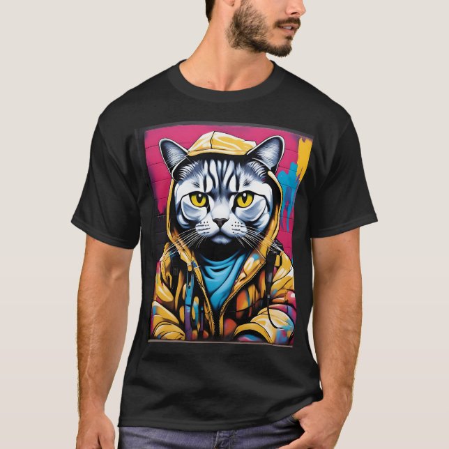 T-shirt Graffiti Adventure of a Scottish Fold (Devant)