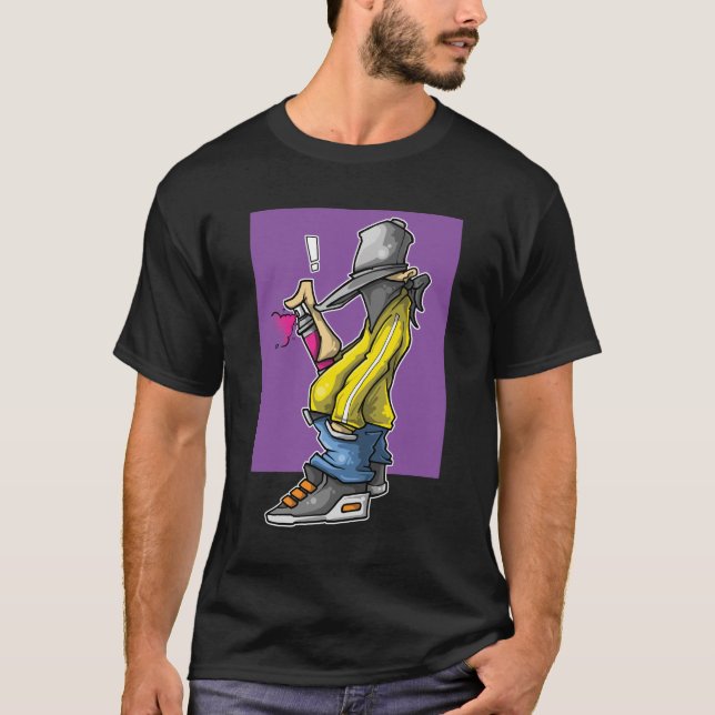 T-shirt Graffiti Caractère pulvérisateur de peinture viole (Devant)