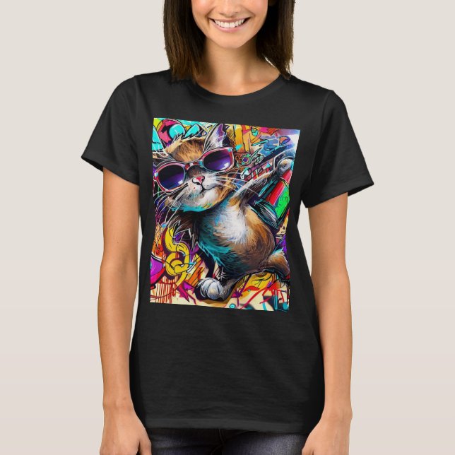 T-shirt Graffiti Cat : Spray peint chat : art de rue taby (Devant)
