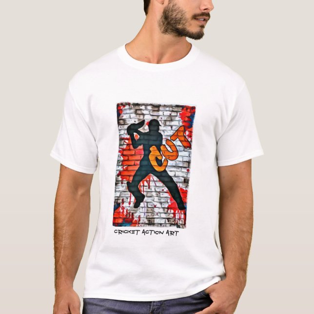 T-shirt Graffiti de cricket - coupe (Devant)