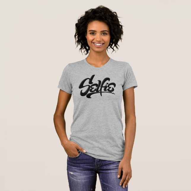 T-shirt Graffiti de skateboard SELFIE Street Art Letters (Devant entier)