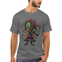 T-Shirt graffiti d'horreur de crâne de zombie grun