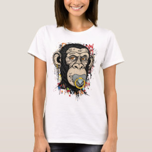 T-shirt Graffiti Monkey Visage Art - Style Rue Abstrait