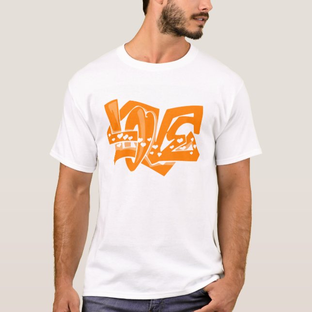 T-shirt Graffiti Orange Love (Devant)