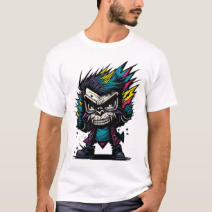 T-shirt Graffiti Punk Monkey Tee !