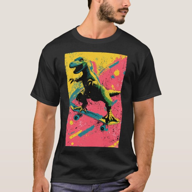 T-shirt Graffiti Splatter T-Rex Skater (Devant)