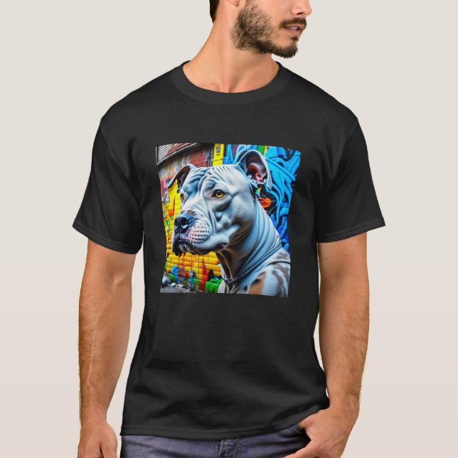 T-shirt Graffiti Street Art Blanc Pitbull Lover (Devant)
