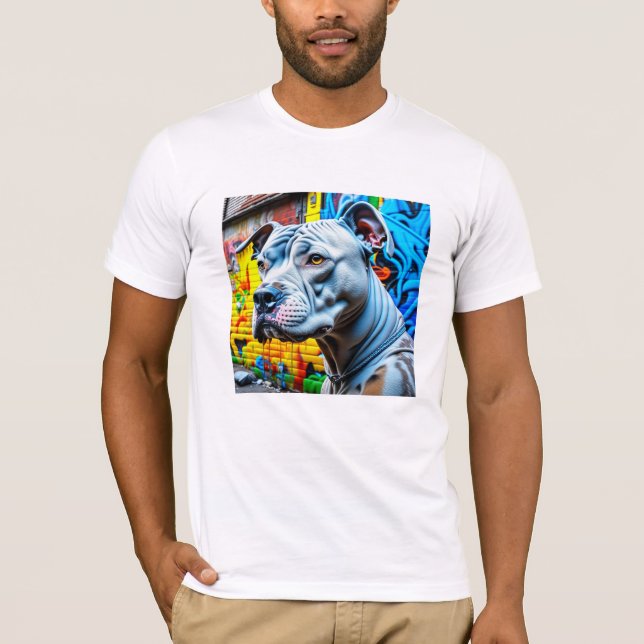 T-shirt Graffiti Street Art Blanc Pitbull Lover (Devant)