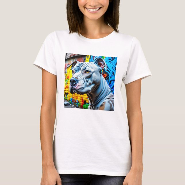 T-shirt Graffiti Street Art Blanc Pitbull Lover (Devant)