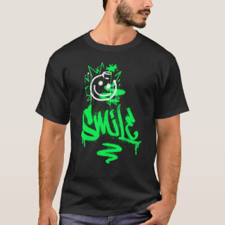 T-shirt Graffiti tendance Neon Green Street Smile Emoji