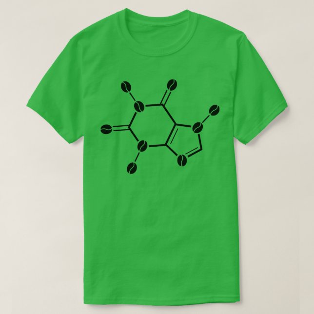 T-shirt grains de café molécules de caféine (Design devant)
