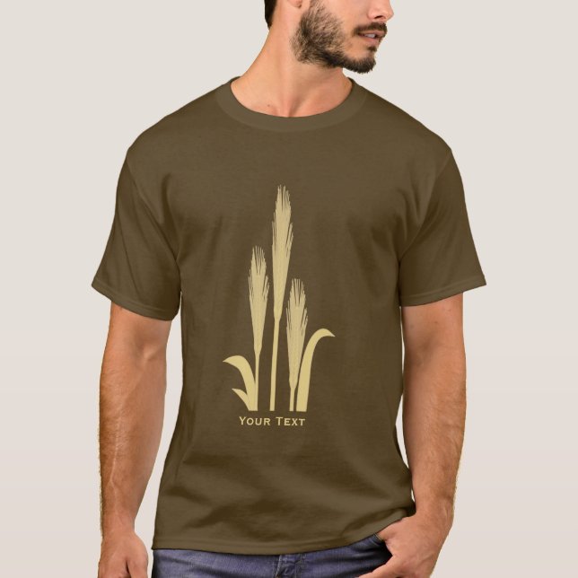 T-shirt Grains d'or de blé Mens Long feutre Brown T (Devant)