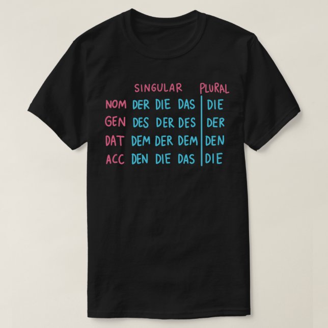 T-shirt Grammaire allemande (Design devant)