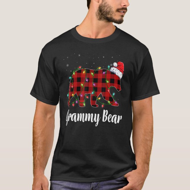T-shirt Grammy Bear Buffalo Red Plaid Matching Family Chri (Devant)
