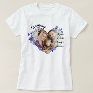 T-shirt Grammy coeur de fleurs avec petits-enfants Nom et 