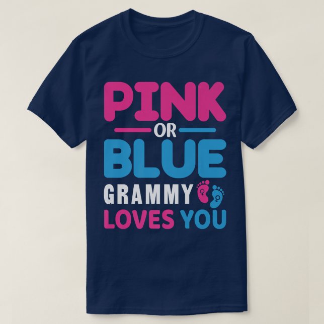 T-shirt Grammy rose ou bleu vous aime Bébé Genre Révéler P (Design devant)