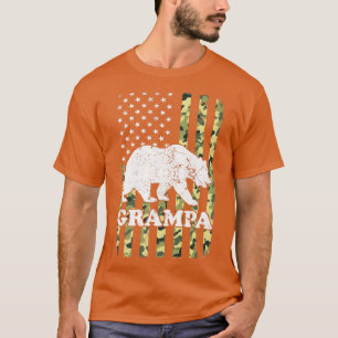 T-shirt Grampa Bear Camping Randonnée Camouflage USA Ameri
