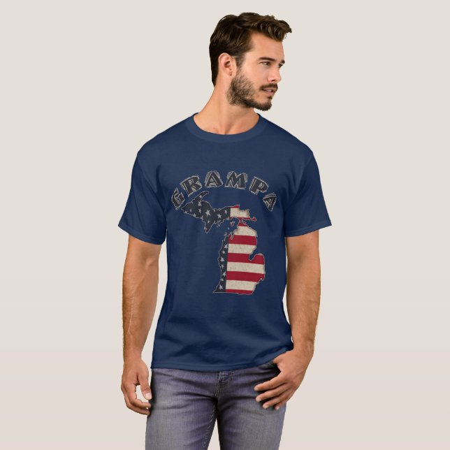 T-shirt Grampa | Grunge Americana Michigan (Devant entier)