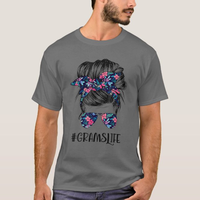 T-shirt Grams Life Messy Cheveux Bun Fleur Femmes Da de la (Devant)