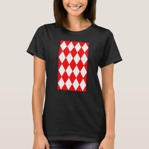 T-shirt Grand Arlequin Géométrique Motif Rouge Et Blanc