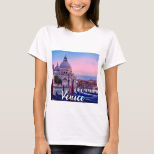 T-shirt Grand Canal avec gondoles et église à Venise