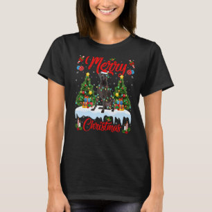 T-shirt Grand Dane Dog Lights Xmas Tree Père Noël Great Da